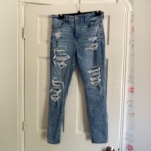 American Eagle Super Hi Rise Distressed Denim Jeggings
